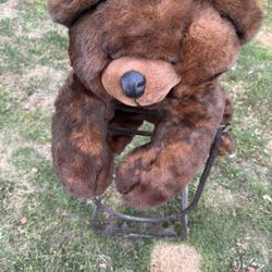 Big Bear Lake Logo Bear And Iron  Wood Holder