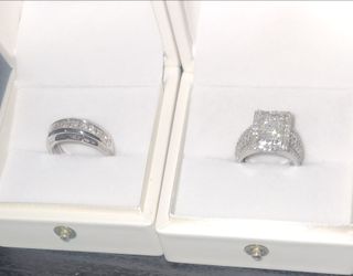 2 wedding ring set 10k white gold natural diamonds $5,000 for both