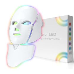 FXXXCUWUU Led Face Mask Light Therapy - 7 Color Photon Blue Light Therapy Red Light Therapy Maintenance Skin Care Light Therapy Mask for Face and Neck