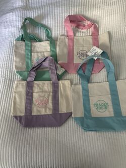 Trader Joes Pastel Canvas Bags