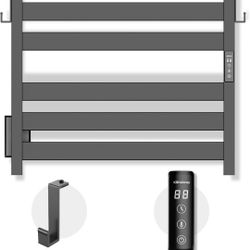 Towel Warmer for Bathroom, Wall-Mounted 5-Bar Heated Towel Rack with Built-in Timer, Waterproof Electric Towel Heater, Support Plug-in and Hardwired, 