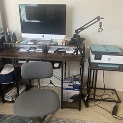 Computer Desk, Chair And End Table 