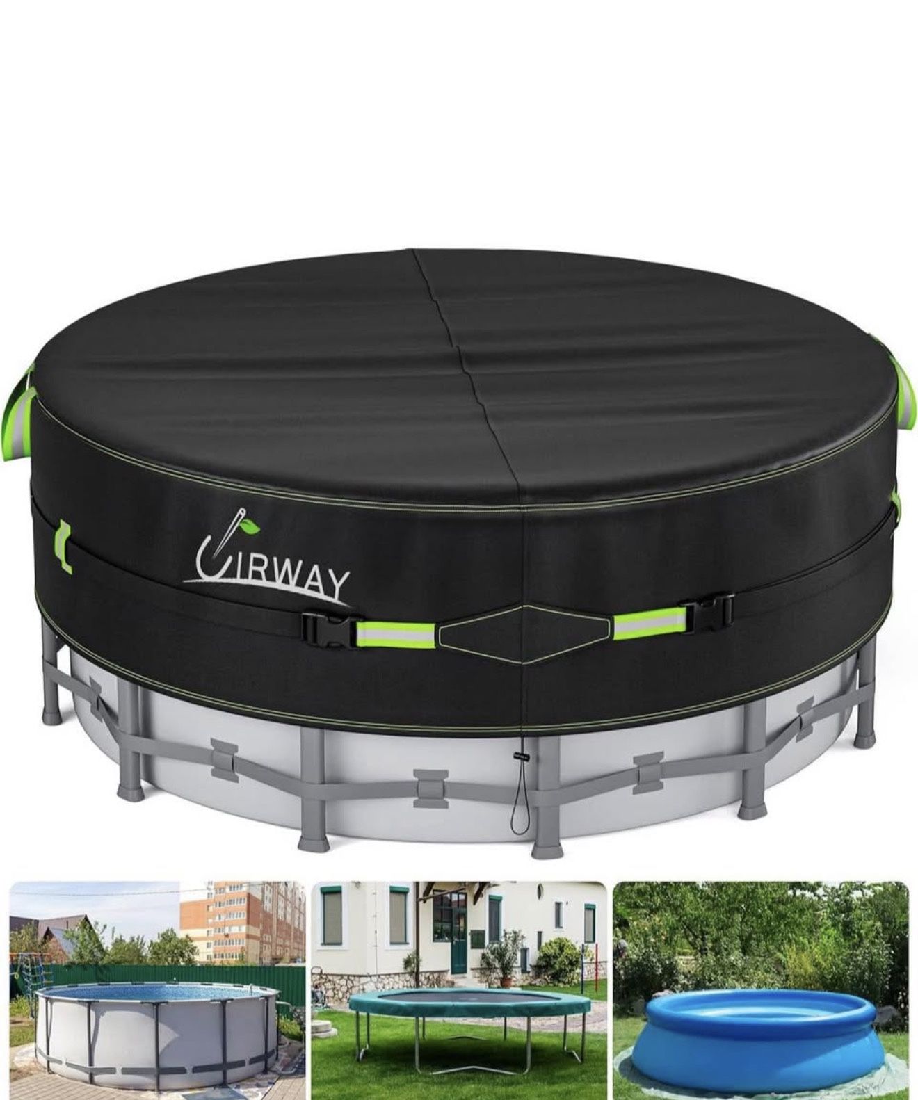 UIRWAY 14 Ft Round Winter Pool Cover with Reflective Strips, Swimming Pool Cover for Above Ground Po