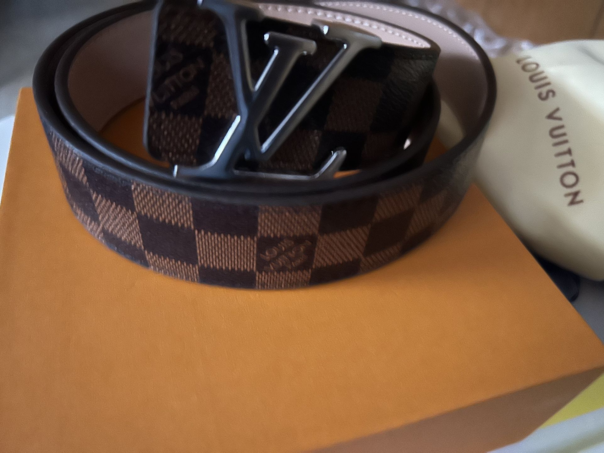 Louis Vuitton Belt Brown Tan Silver Buckle