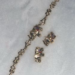 Gold Plated Bracelet And Earrings 