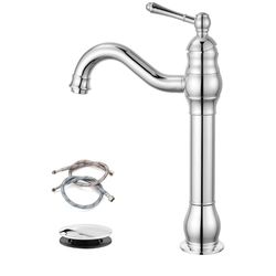 gotonovo Vessel Sink Faucet 360° Swivel Spout Single Handle Tall Bathroom Faucet 1 Hole Farmhouse Lavatory Washbasin Mixer Tap Matching Supply Hoses, 