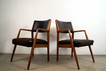 Pair Of 1950’s Mid-Century Modern Walnut Armchairs By Monteverdi-Young