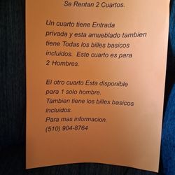 SE RENTAN 2 CUARTOS