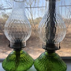 Pair Of Vintage Hurricane Lamps