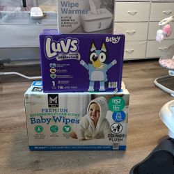 Size 1 Luvs Diapers And Premium Baby Wipes Etc