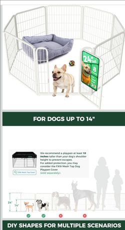 FXW Homeplus Unleashed Indoor Dog Playpen - Stress-Free and Safe Play, Heavy Duty 24 Inch 8 Panels Dog Pen for Puppy and Small Dogs, White