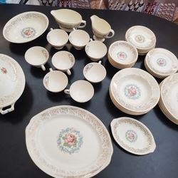 1940s Homer Laughlin 22k Gold Floral Rose Vintage Dish Set READ FULL LISTING