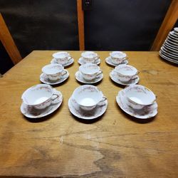 Haviland China Flat Cup & Saucer Set Schleiger 145, Sold as 2-piece set