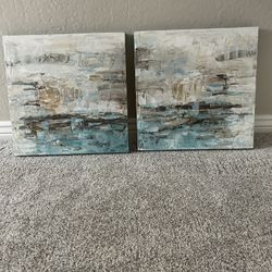 2 Like New Coordinated Canvas Prints 20" X 20 1/2"