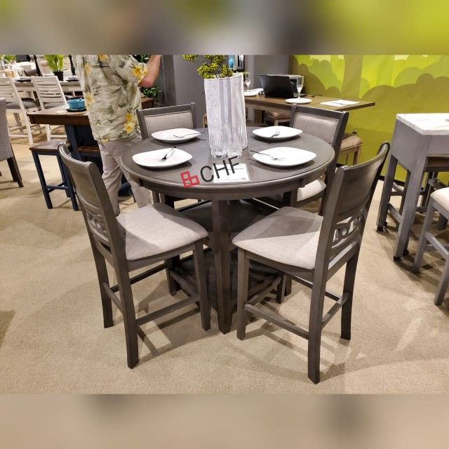 5 Piece Counter Height Round Dining Table Set