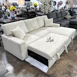 Taupe Corduroy Pull Out Sofa