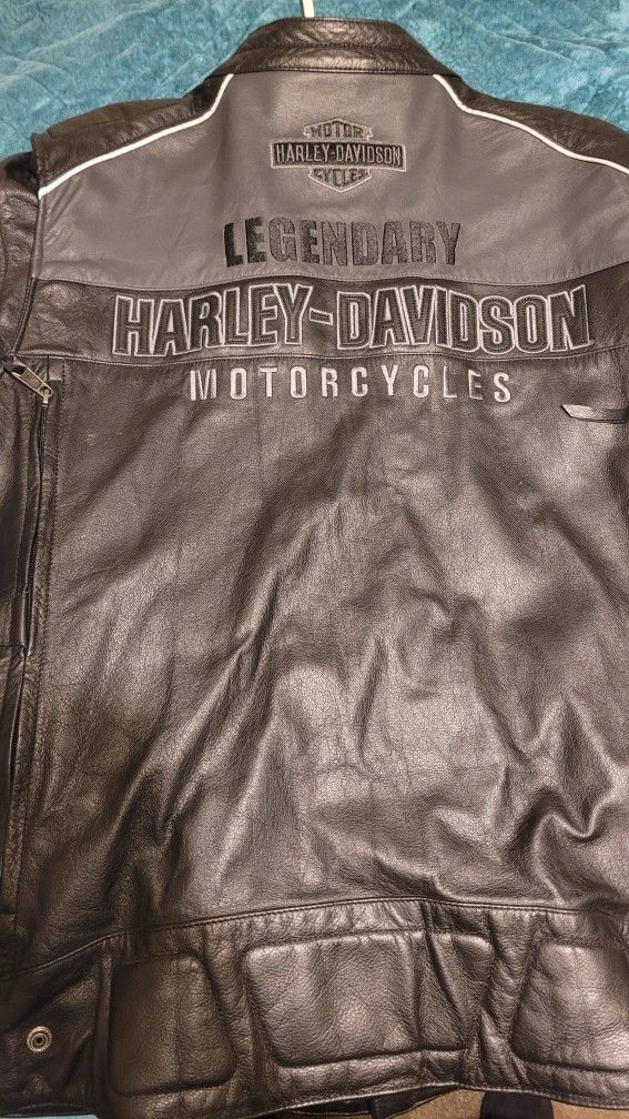 Harley Davidson Mens Votary Reflective Black Leather Riding Jacket 2x 98119-17VM