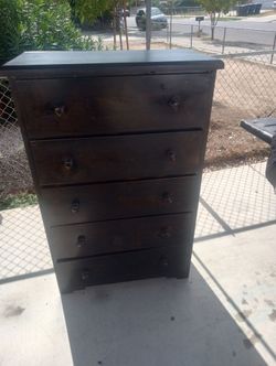 Dark Wood 5-Drawer Tall Dresser