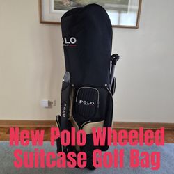 New Polo Golf Caddie Cart Bag Wheeled Rolling Suitcase Black Gold
