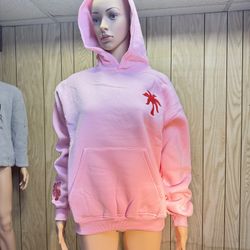 Pink palm cream puff oversized hoodie and sweatshirt