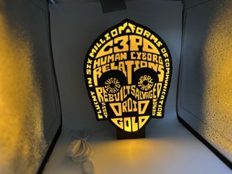 C-3PO LED Lightbox Display | Handmade 3D Printed Star Wars Decor