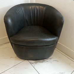 Gray leather swivel chair 
