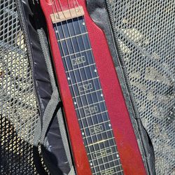 Artisan Electric Lap Steel Slide Guitar w/ Case TESTED WORKS EXCELLENT CONDITION Candy RED Glitter Flake