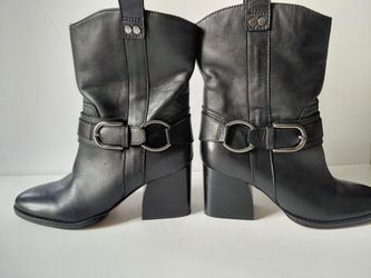 Black Vince Camuto leather cowboy boots
