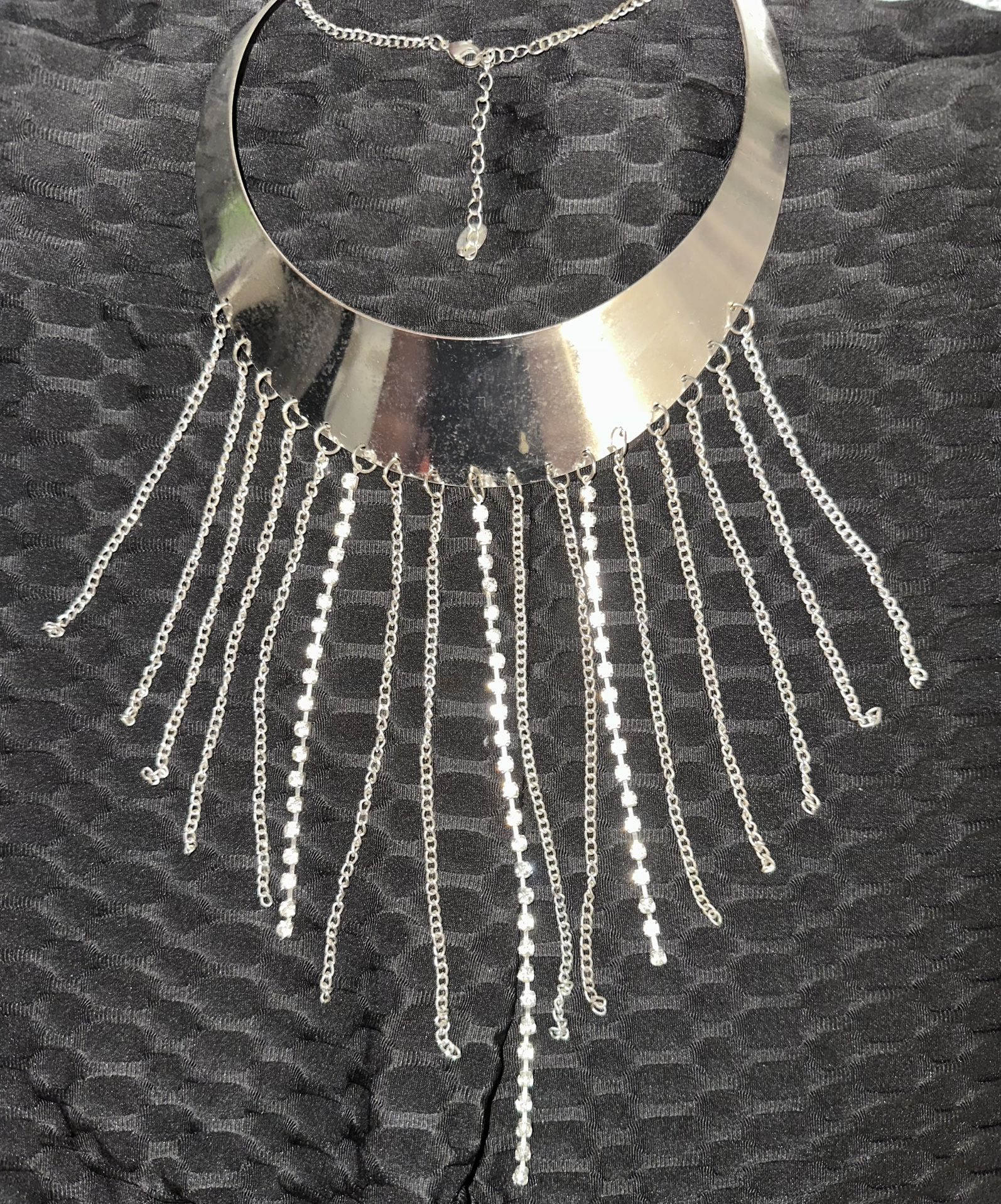 Elegant Silver Fringe Necklace