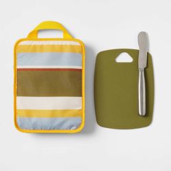 Room Essentials On The Go Cutting Board and Cheese Knife Set - Lunch Box Set  (3) Available