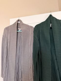 Cable Knit Open Front Cardigans – Set of 2