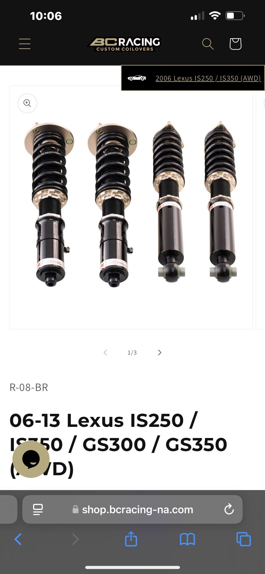 06-13 IS250/350 BC Racing Coilovers