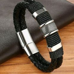 Leather And Stainless Bracelet