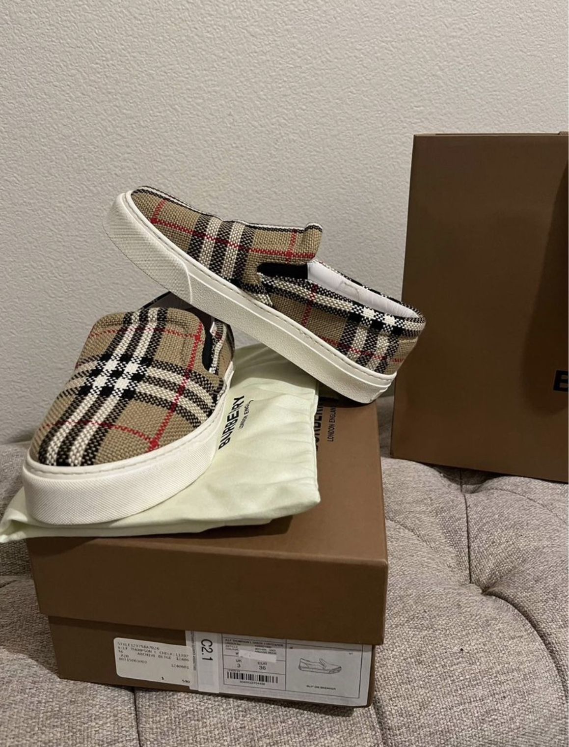 Burberry Checkered Slip-On Sneakers