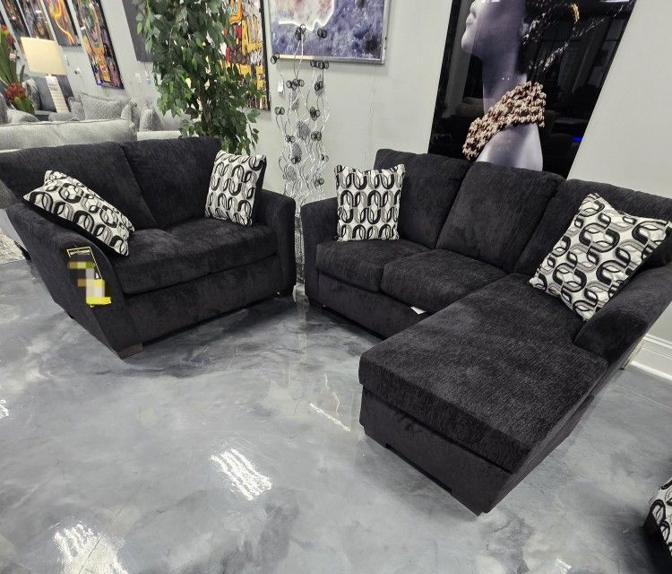 BLACK BRAND NEW SOFA AND LOVESEAT SAME DAY DELIVERY 