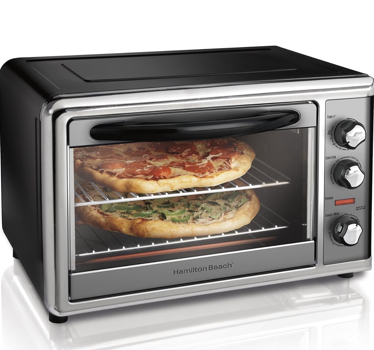 Hamilton Beach 31107D Convection Countertop Toaster Oven with Rotisserie, Extra-Large, Black and Stainless