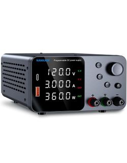 DC Power Supply, 120V 3A Bench Power Supply with Encoder Adjustment, 5V/3.6A USB&Type-C Quick-Charge, Adjustable Power Supply with Output Enable/Disab