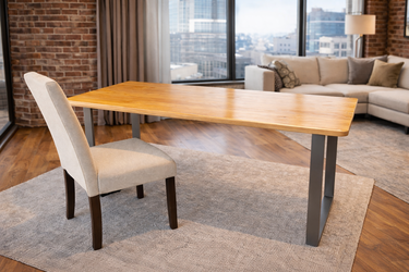 Modern Wood Top Dining Table / Work Desk — Metal Base — 63” x 27.5” x 30”