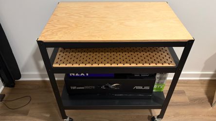 IKEA BROR Utility Cart Black/Pine Plywood