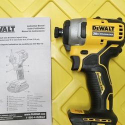New dewalt 20v max 1/4" brushless impact driver