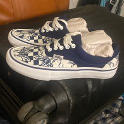 Vans Era Pro Duke Kahanamoku Navy Checkerboard Floral Skate Shoes Men