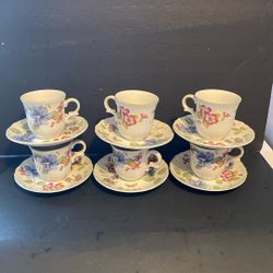 Six Mikasa cups and saucers from Japan