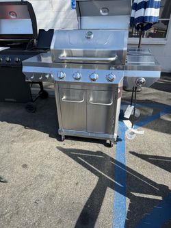 4 Burner Stainless Steel Propane Gas Grill with Side Burner
