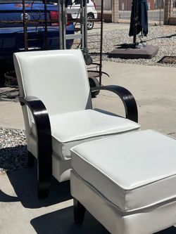 White Accent Chair W/ Matching Ottoman!