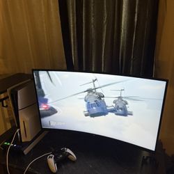 KTC 27 inch Gaming Monitor, 1440P Curved Monitor, 180Hz, 144Hz, 2K, 1500R, 1ms, FreeSync Including Gaming Table With LED lights !!!GREAT DEAL