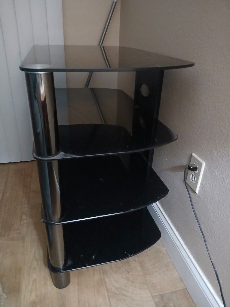 3 Shelf Glass Entertainment Center