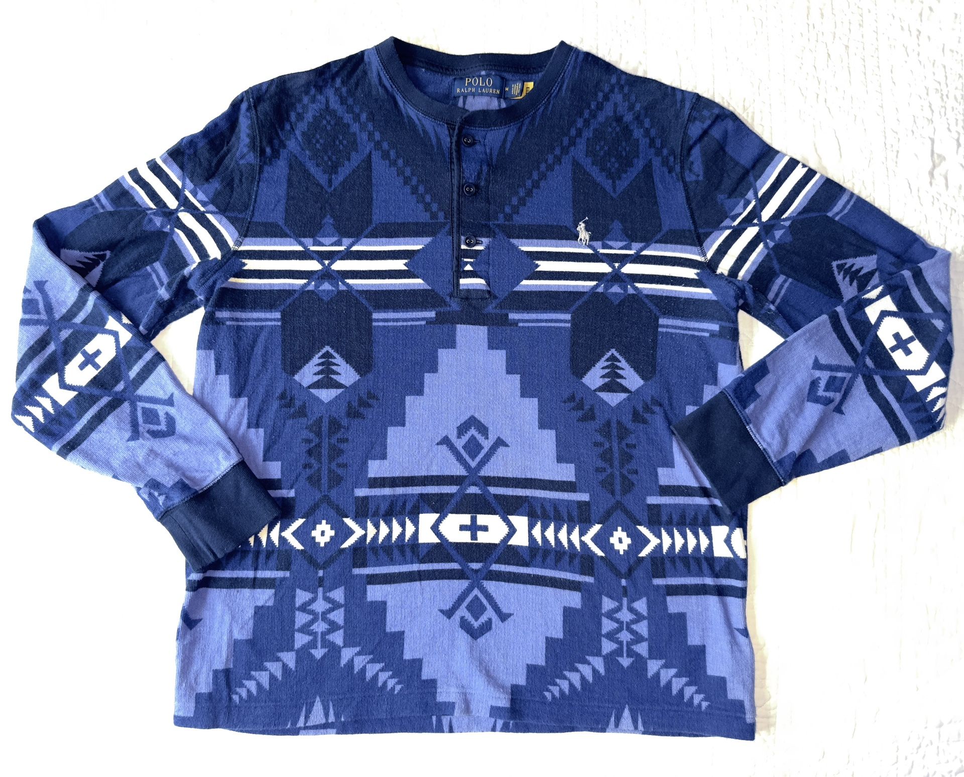 Polo Ralph Lauren Azte Blue Henley Shirt Men’s Medium