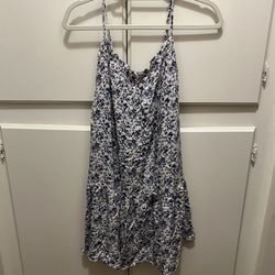 Blue Floral Spaghetti Strap Dress