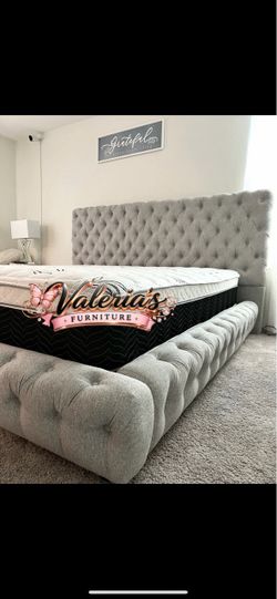 New Queen bed frame with mattress