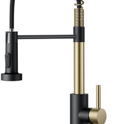 Kitchen Faucet with Pull Down Sprayer, Stainless Steel Commercial Single Handle Classic Spring Pull Out Sink Faucet for Pot Filler